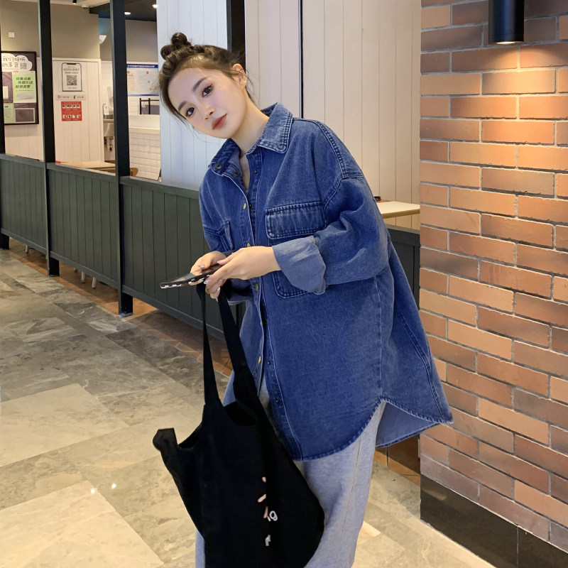 2025秋季新款韩版宽松百搭软牛仔衬衣外套女港风潮流休闲衬衫上衣