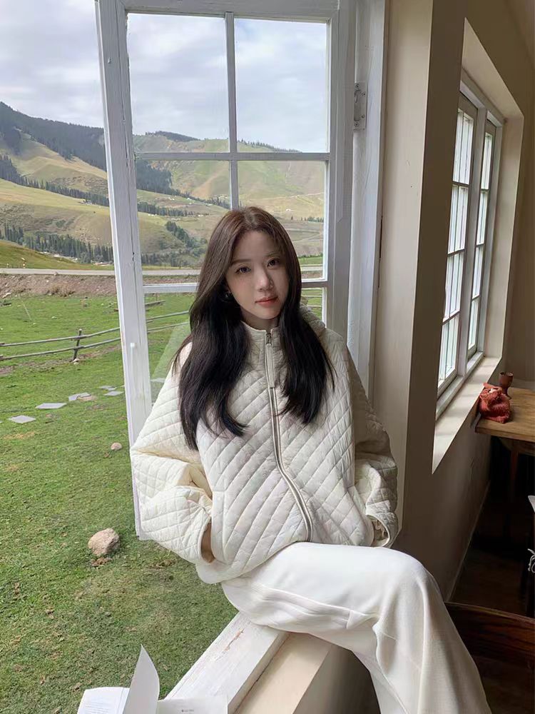 轻薄泡芙菱格连帽羽绒棉服女秋冬季宽松显瘦保暖棉衣学生棉袄外套