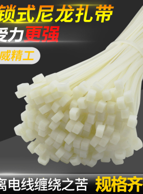 自锁式尼龙扎带塑料5/4*200固定扎线带电线捆扎线束带扎条黑/白色