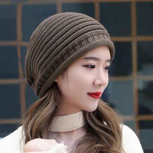 春季帽子秋冬男女款大码毛线帽情侣帽男士包头光头帽针织护0124ud
