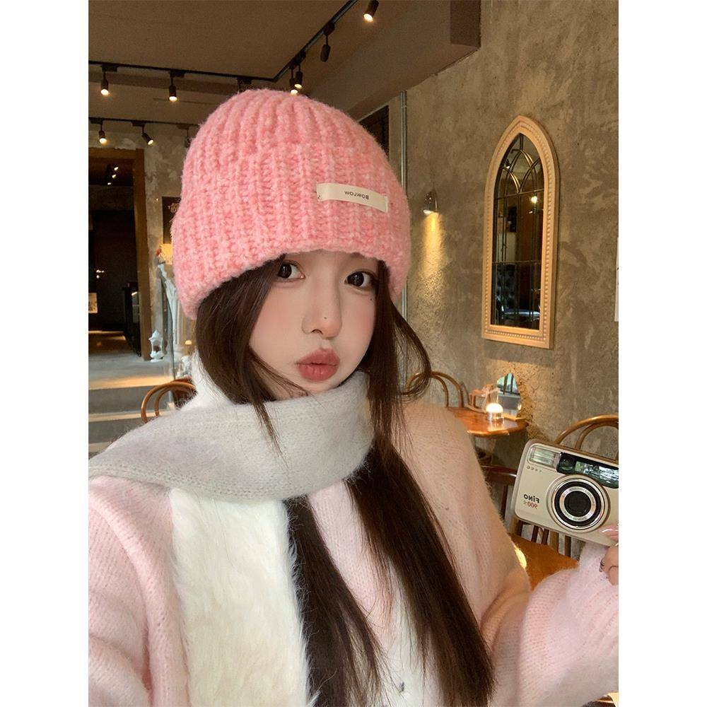 秋冬季粉色混纺帽子女2025新款大头围显脸小适合方圆脸潮1027n