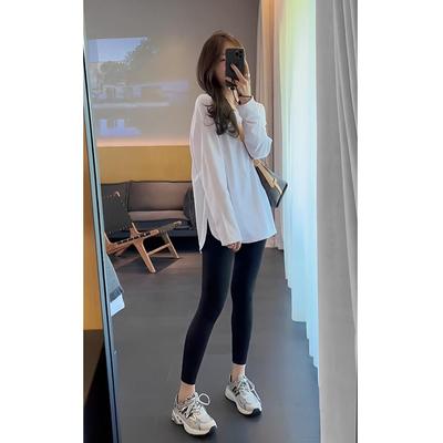秋冬女士打底白色中长款打底衫女遮屁股卫衣内搭叠穿长袖t恤1020n