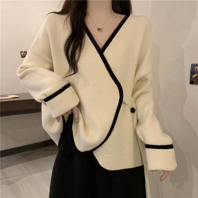 秋冬季大码女装感别致毛衣女胖妹妹不规则显瘦针织开衫1120n