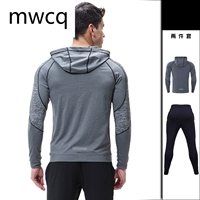 MWCQ cổ tròn nam mùa thu áo thun hai mảnh thanh niên mặc giản dị quần áo thể thao dài tay phù hợp với nam mùa thu - Quần áo tập thể hình mua quan ao yoga