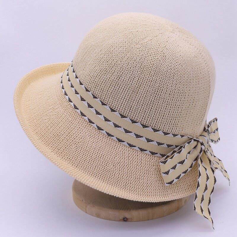 新款蝴蝶结女夏天遮阳帽户外休闲卷边礼帽透气防晒春季帽0225e