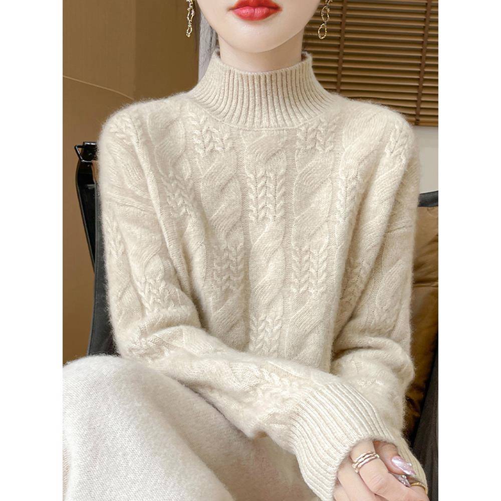 秋冬高领螺纹针织打底衫女2025新款秋内搭加厚加大码女装毛1204u