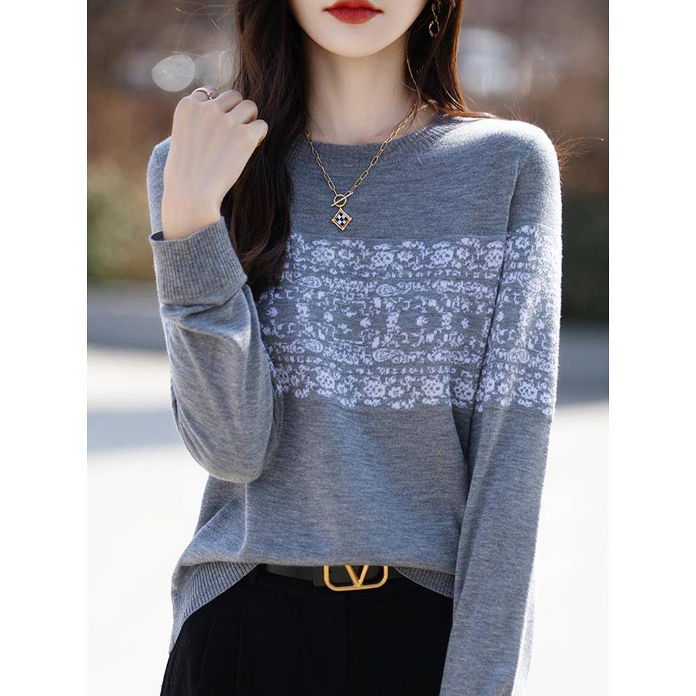 秋冬早秋提花针织打底衫女2025新款秋流行内搭上衣洋气大码1201u