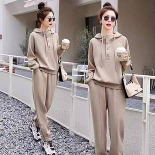 女士运动服套装2025秋冬装新款休闲时尚两件套卫衣欧货小个1105e