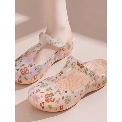 夏款果冻女士夏季外套软底防滑厚底包头玛丽简凉鞋楔形拖鞋0303d