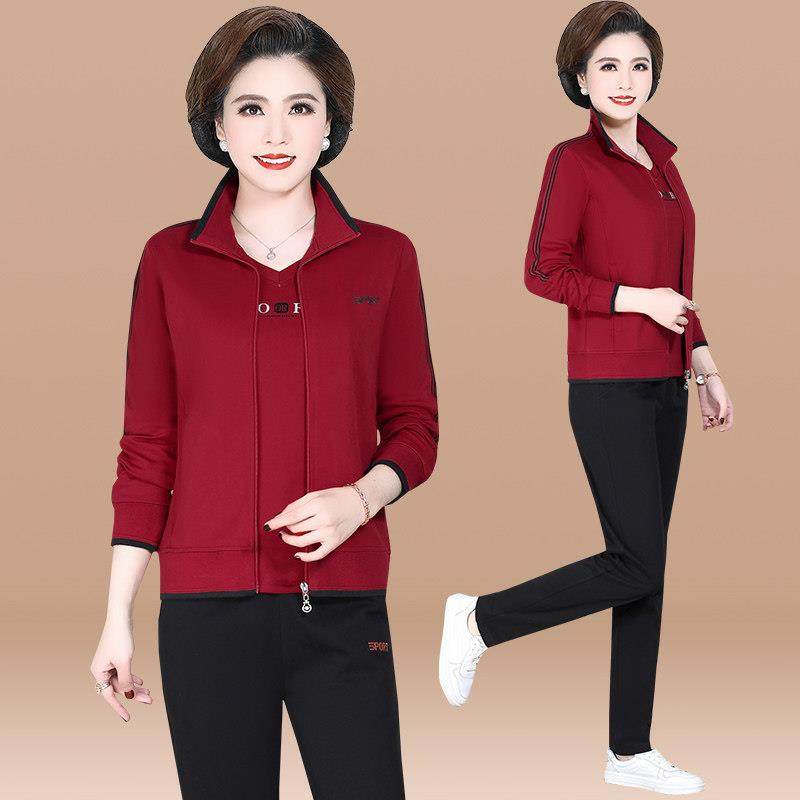 春季妈妈运动服套装大尺码三件套2026新款中老年春秋外套女0119ud,女装/女士精品,休闲运动套装,淘宝优惠券,粉丝福利购,淘宝优惠卷