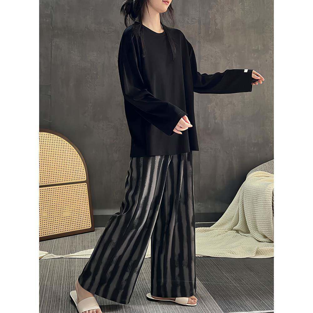 睡衣日式女式春护胸长袖连体裤户外穿高档家居服0502d