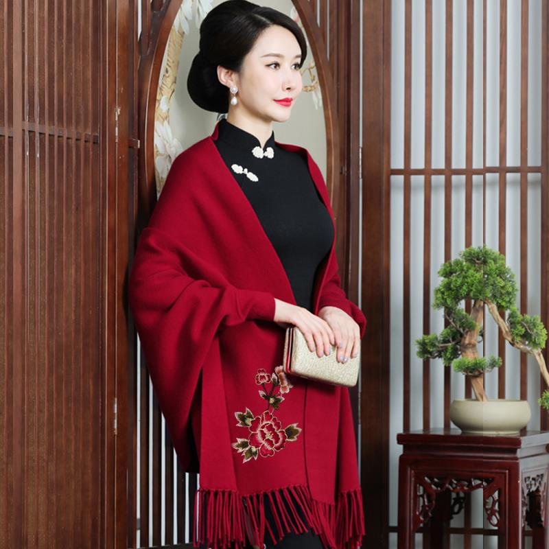 喜婆婆披肩妈妈配旗袍礼服外搭冬百搭斗篷保暖婚宴外披秋冬0926e