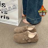 女2026新款 冬季 覆古二鞋 春秋踩屎感加绒勃肯鞋 保暖休闲鞋 0128n