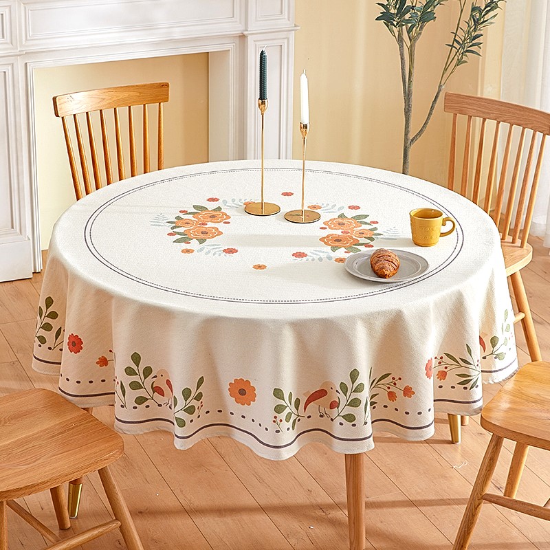 北欧 圆形 台布 田园风 餐桌布艺 水防油