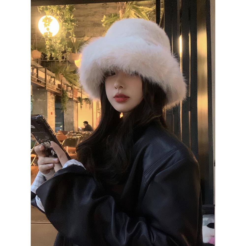 秋冬季2025毛绒帽子女显脸小护耳韩版素颜毛茸茸加厚百搭渔1027n