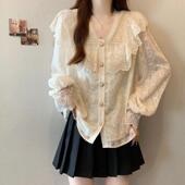 女打底衫 装 t恤法式 高级感蕾丝衬衫 春季 大尺码 长袖 2026春新款 0206k