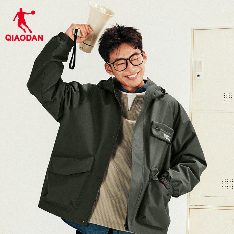 乔丹梭织厚外套男士经编绒风衣