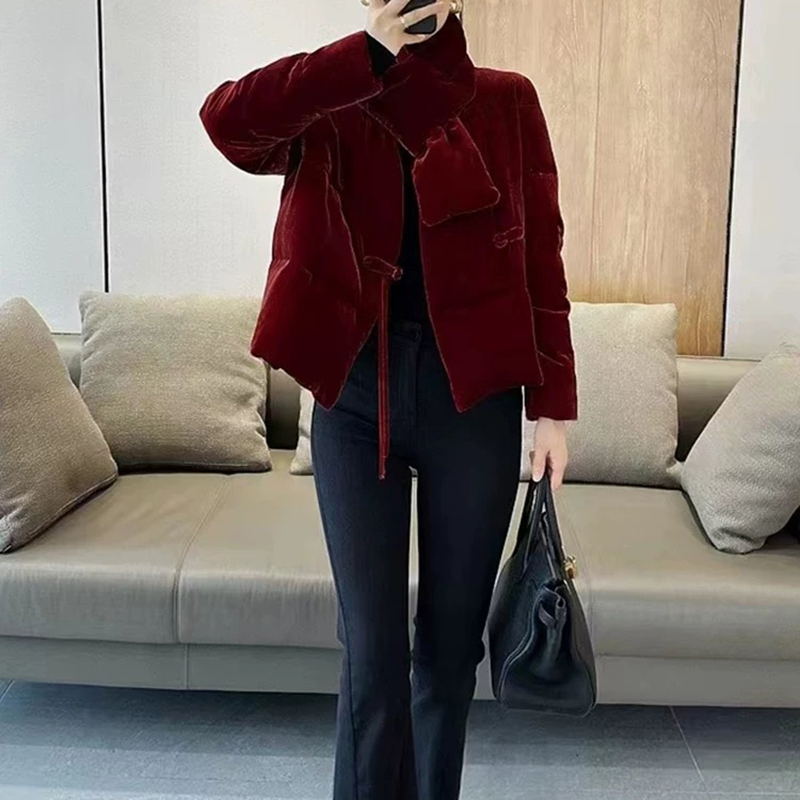 【送围脖】桑蚕丝新中式加厚棉衣时尚保暖休闲百搭外套