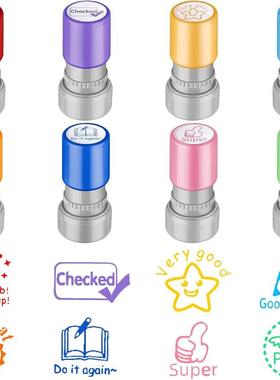 8Pc teacher kids stamp Self Inking Stamps Grading Motivation