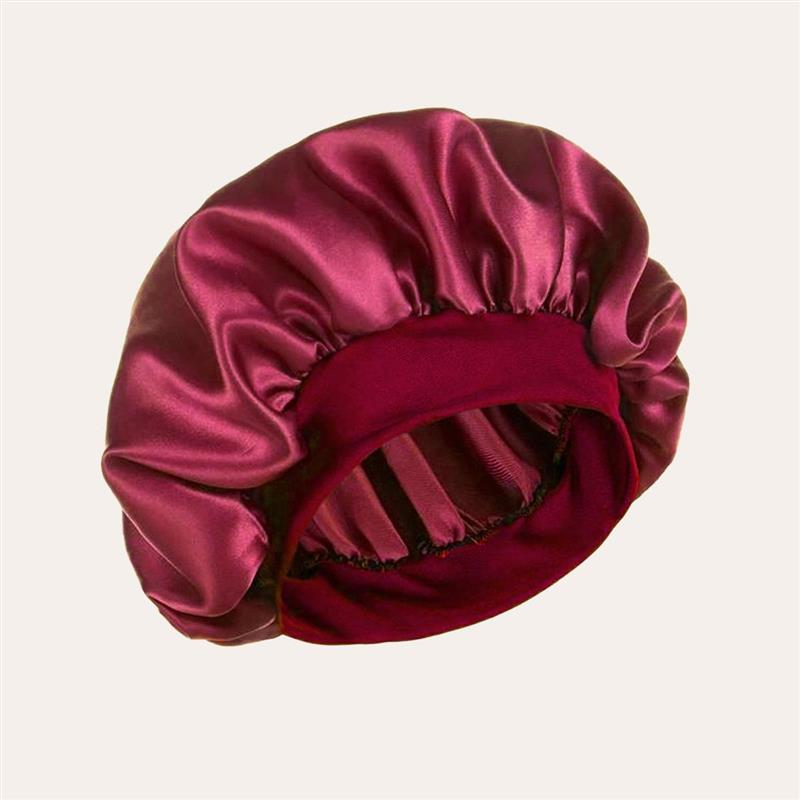 Satin Solid Widebrimmed Sleeping Hat Night Sleep Bonnet帽子