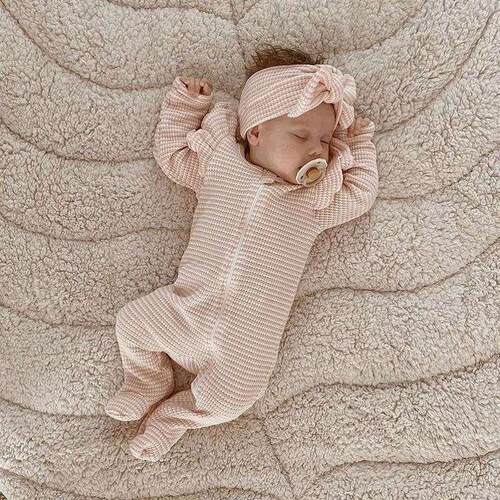 09M Newborn Baby Girl Clothes Ruffle Baby Sleeper Zipper Fo