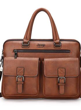 Mens Genuine Leather Briefcase Laptop Bag 男士公文包电