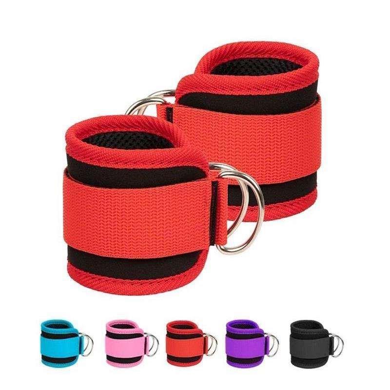 Fitness Ankle Straps Adjustable DRing Support Cuffs Gym Leg