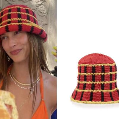 Clashing color plaid hand knitted bucket hat women woolen