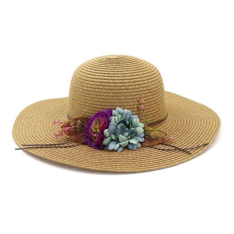 female straw hat sun hat outdoor seaside beach hat flower su