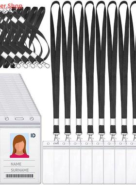 Simple Transparent ID Card Holder with Neck Lanyard Office