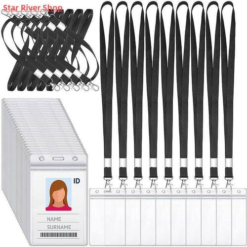 Simple Transparent ID Card Holder with Neck Lanyard Office