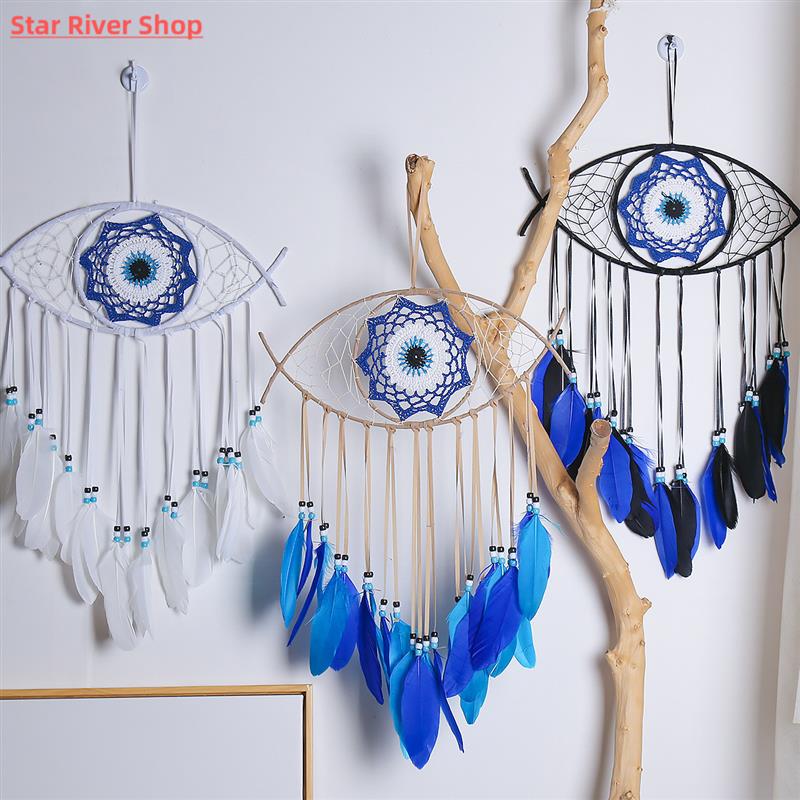 Evil Eye Dream Catcher Boho Home Decor Turkish Blue Eyes Amu
