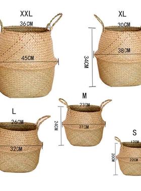 Seagrass Wickerwork Basket Rattan Hanging Flower Pot Dirty