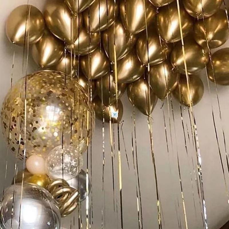 10pcs Gold Metallic Luster Balloons Confetti Latex Ballons