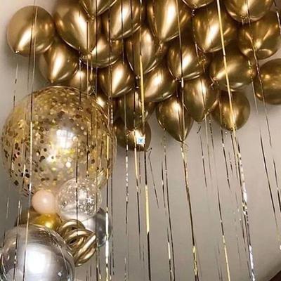 10pcs Gold Metallic Luster Balloons Confetti Latex Ballons