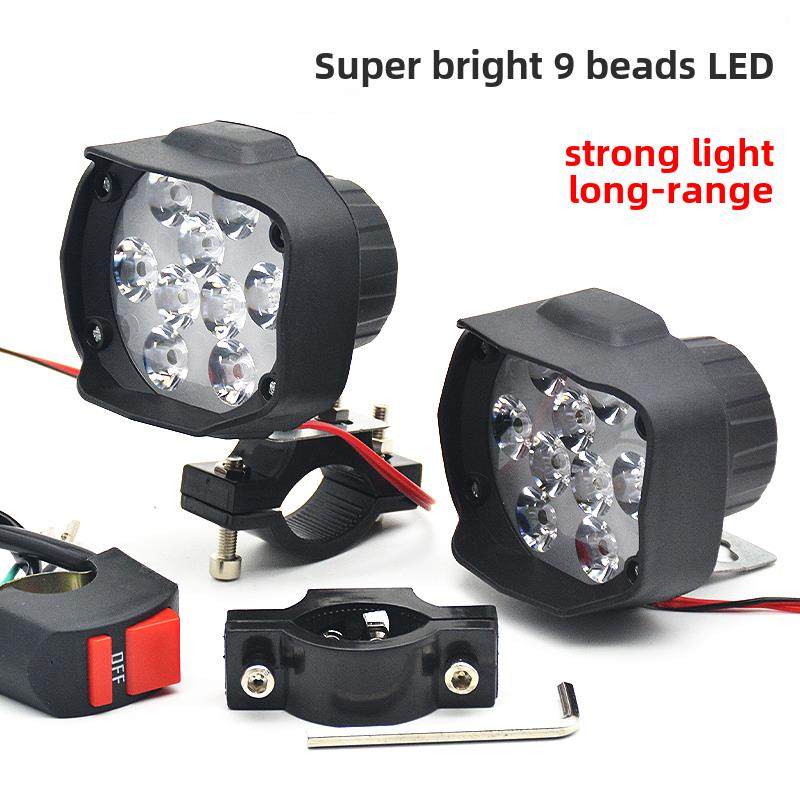 强光电动车灯超亮Led大灯改装外置电池汽车摩托车三轮车12V48V聚