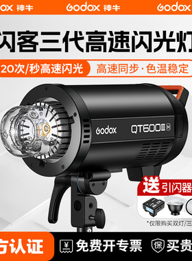 Godox 神牛闪客三代闪光灯QT400W III M高速同步600W专业影棚摄影灯1200W影楼静物人像快速抓拍影室灯补光灯