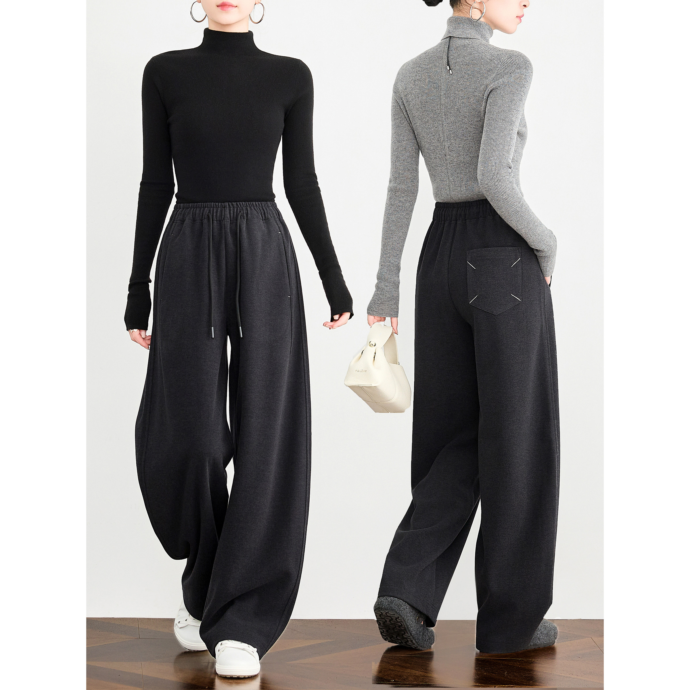 奕兮小个子窄版阔腿裤加厚高腰垂感显瘦直筒香蕉裤休闲运动卫裤女,女装/女士精品,休闲裤,淘宝优惠券,粉丝福利购,淘宝优惠卷