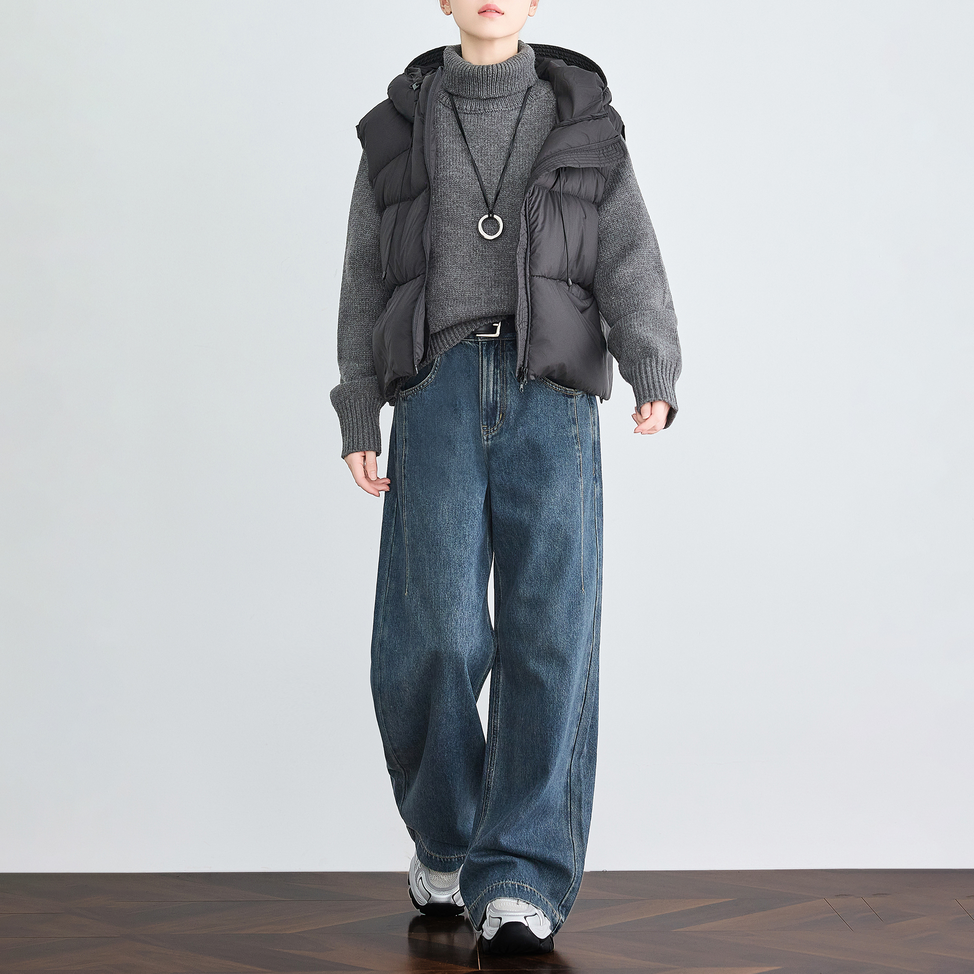 小个子加绒加厚复古显瘦牛仔裤