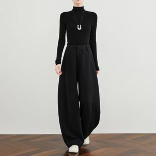 黑色裤 裤 子休闲弯刀裤 垂坠感加厚西装 显瘦香蕉裤 奕兮小个子镰刀裤