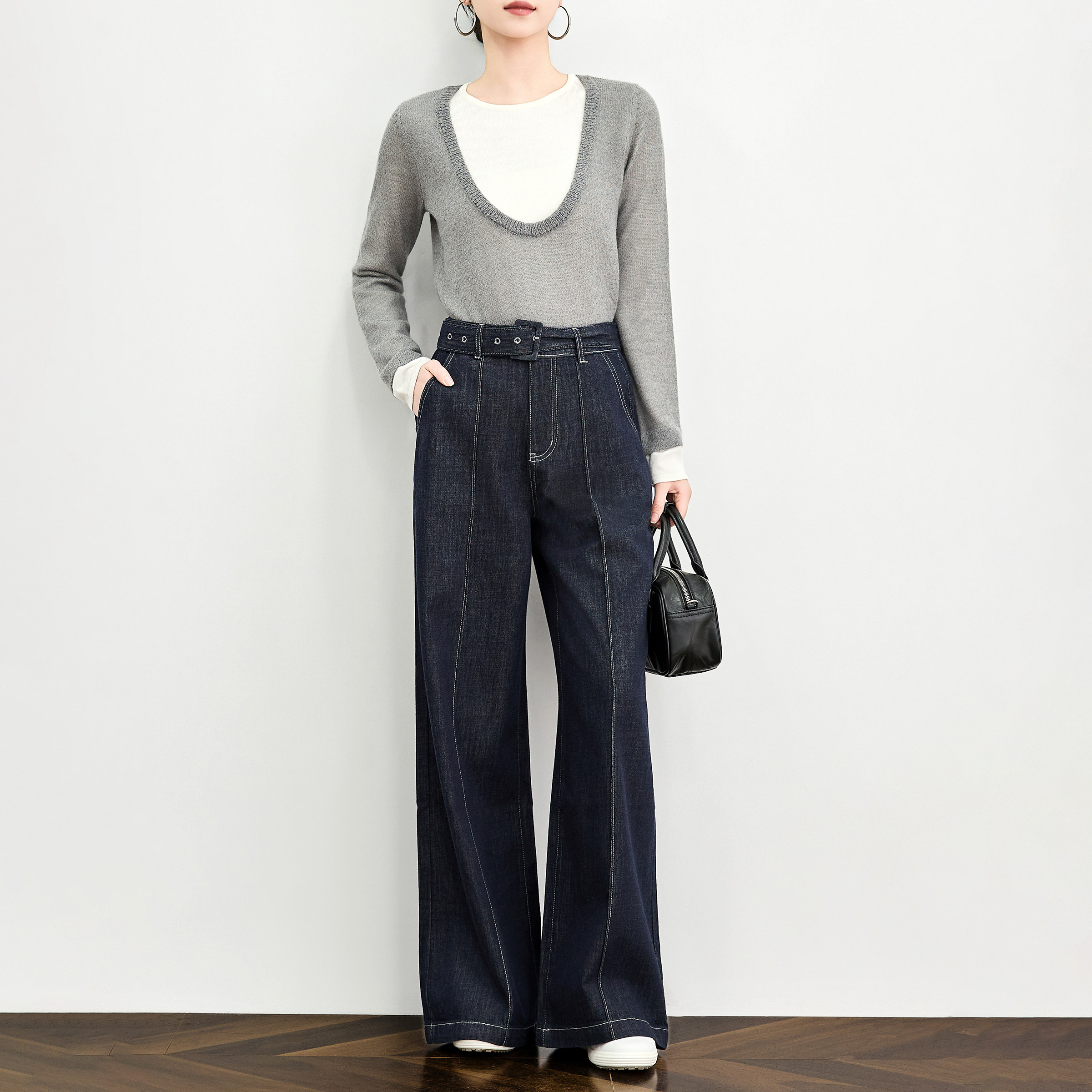 奕兮春装复古牛仔裤丹宁布宽松阔腿裤高腰垂感显瘦百搭直筒休闲裤,女装/女士精品,牛仔裤,淘宝优惠券,粉丝福利购,淘宝优惠卷