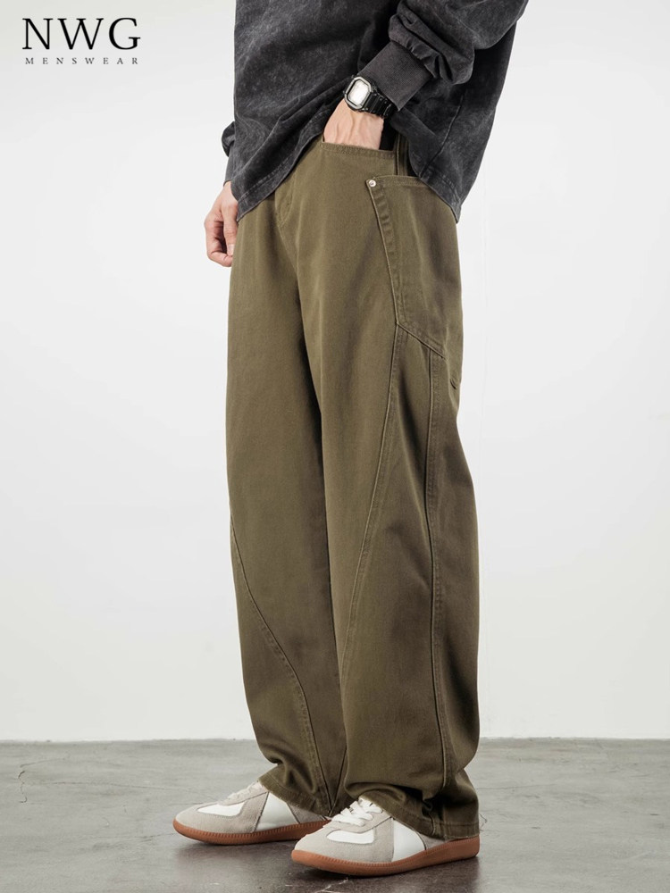 弯刀牛仔裤男春秋季新款美式覆古垂感宽松直筒裤子男阔腿休闲长裤