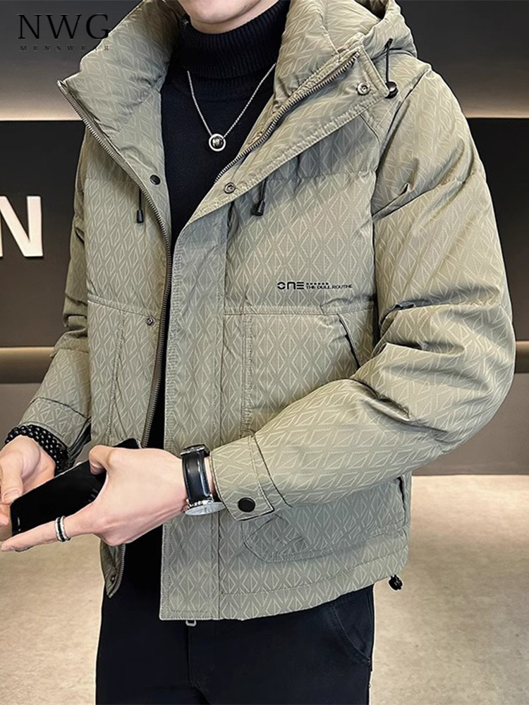连帽印花羽绒服男冬季轻薄款加厚宽松白鸭绒连帽外套保暖休闲上衣,男装,羽绒服,淘宝优惠券,粉丝福利购,淘宝优惠卷