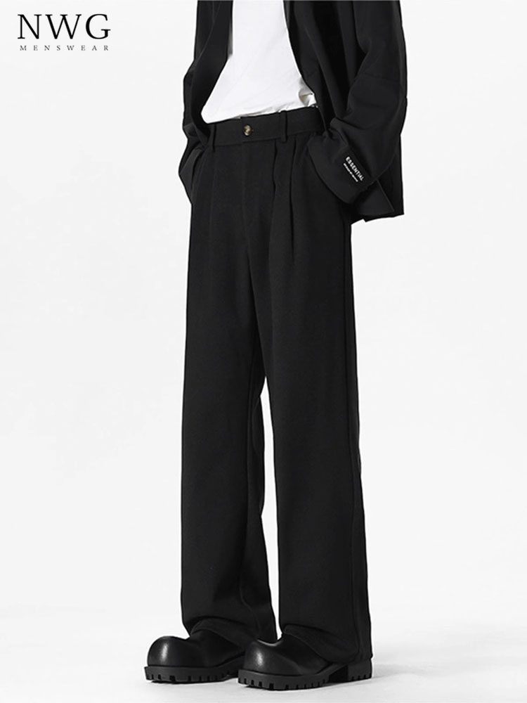 垂感微喇西裤男春秋季2025新款高级感宽松大码直筒休闲西装长裤子
