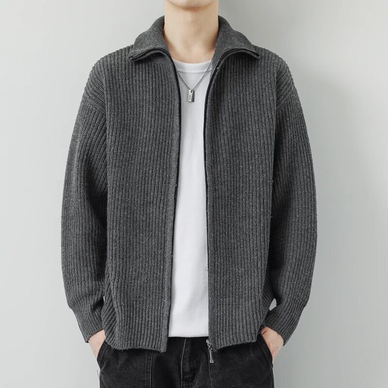 针织外套男潮牌秋冬季新款百搭宽松纯色翻领毛衣开衫男士休闲上衣,男装,针织衫/毛衣,淘宝优惠券,粉丝福利购,淘宝优惠卷