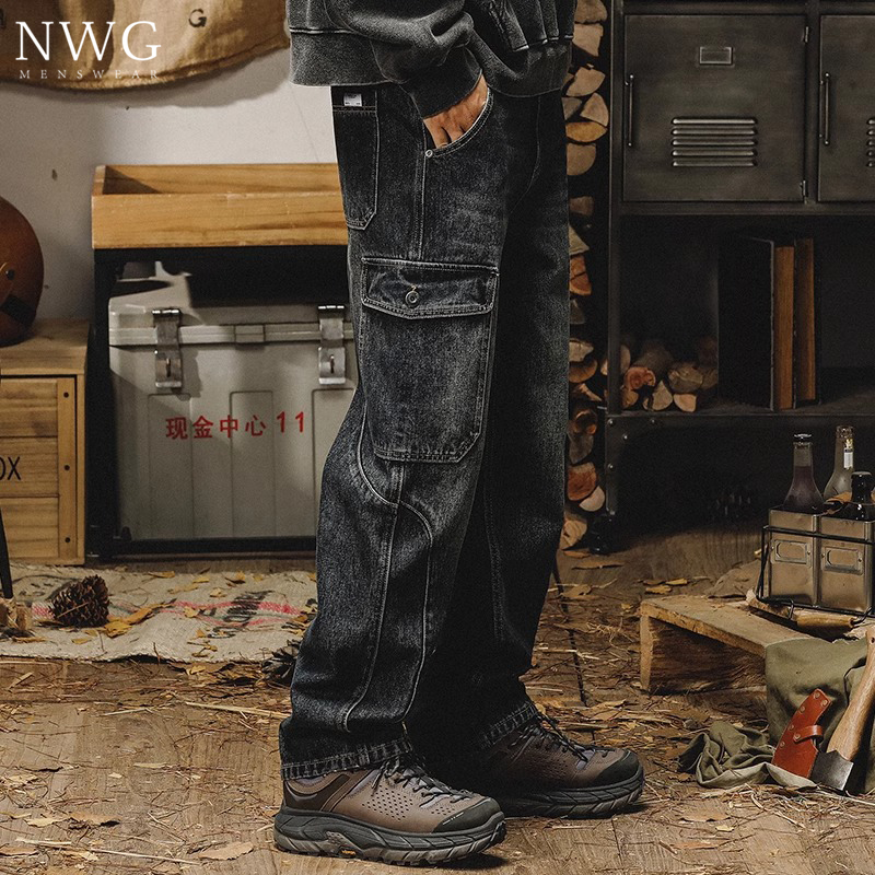 重磅工装裤男潮牌春秋季2025新款美式复古宽松直筒阔腿牛仔长裤子