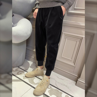 卫裤男潮牌秋冬款加绒加厚保暖束脚金丝绒裤子男士运动休闲长裤潮