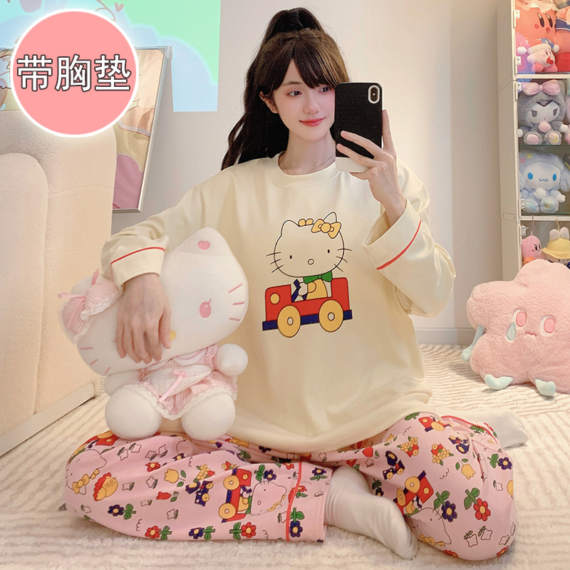 女针织棉加肥大码家居服套装