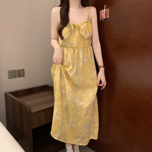 新款 夏季 带胸垫睡裙女吊带花边公主风睡衣可爱宽松休闲外穿家居服