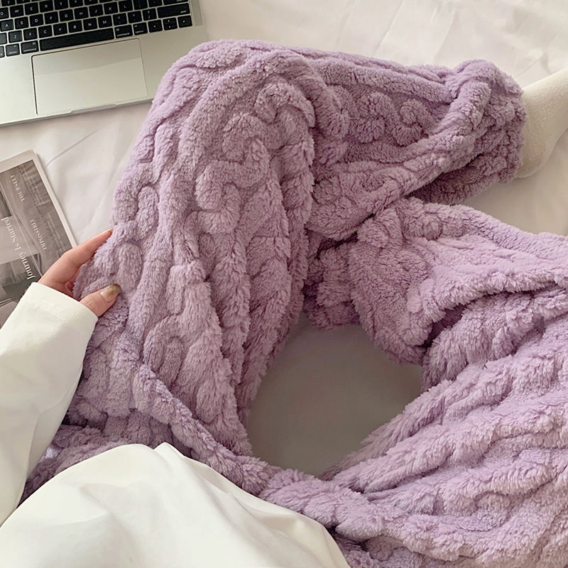 法兰绒加绒加厚保暖睡裤